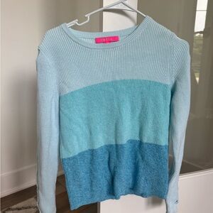 Lilly Pulitzer Blue Gradient Knit Sweater with braided arms cutouts